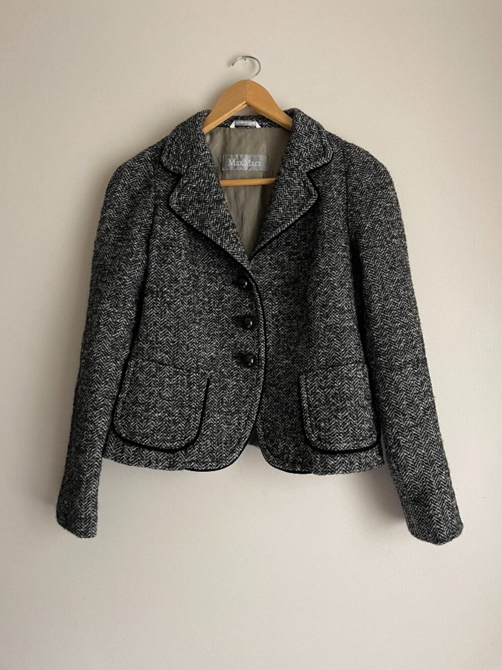 MAXMARA Wool Blend Tweed Short Jacket